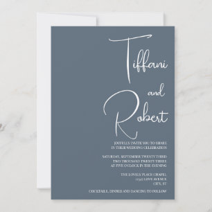 Invitación Boda azul turbio Minimalista moderno