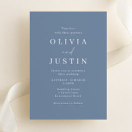 Invitación Boda azul turbio Minimalista moderno