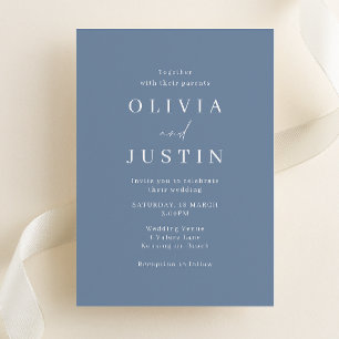Invitación Boda azul turbio Minimalista moderno