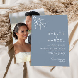 Invitación Boda azul turbio mínimo formal