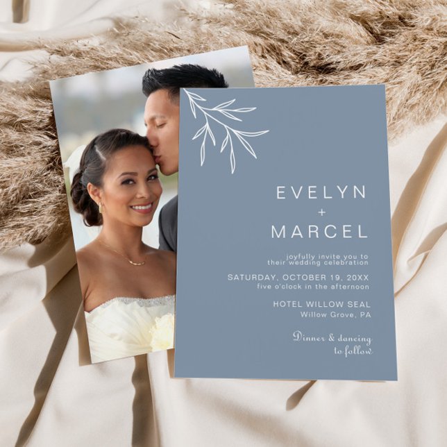 Invitación Boda azul turbio mínimo formal (Subido por el creador)