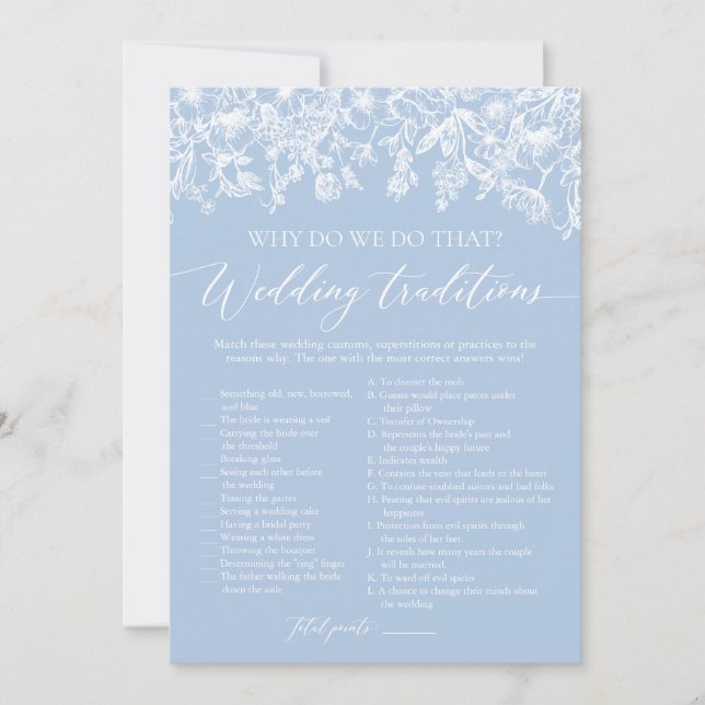 Invitación Boda azul turbio Tradiciones juego de ducha de nov (Anverso)