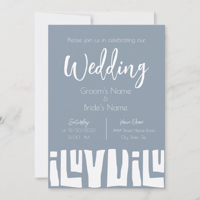 Invitación Boda azul turbio tribal africano (Anverso)