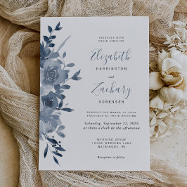 Invitación Boda azul turbio y acuarela