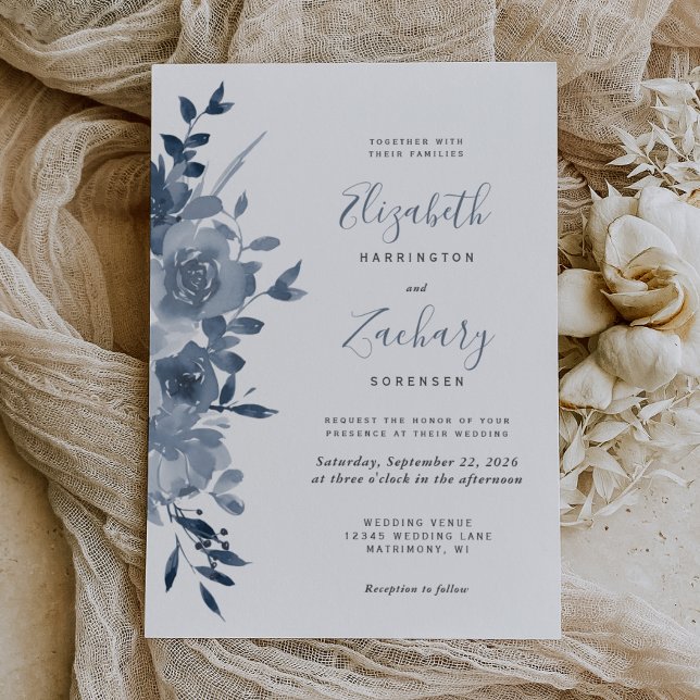 Invitación Boda azul turbio y acuarela (Subido por el creador)