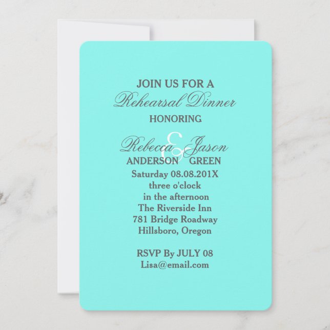 Invitación boda azul turquesa aguamarina huevo de petirrojo (Anverso)