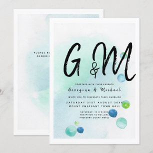Invitación Boda azul turquesa de cristal oceánico Ombre