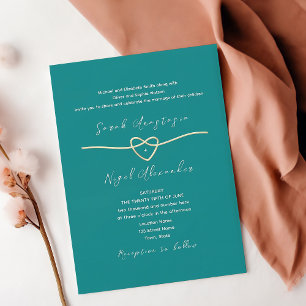 Invitación Boda Azul Turquesa Moderna Simple
