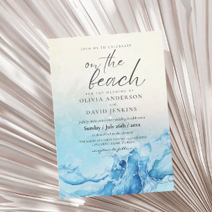Invitación Boda azul veraniego de bodas de playa
