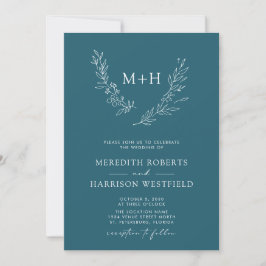 Invitación Boda azul Verde azulado del código QR de la guirna