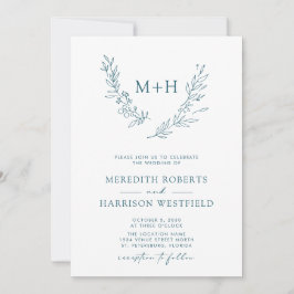 Invitación Boda azul Verde azulado del código QR de la guirna