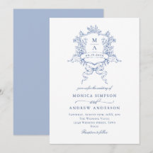 Boda azul victoriano Ornate Escudo floral