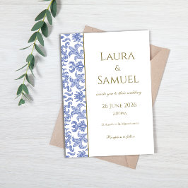 Invitación Boda azul y blanca elegante