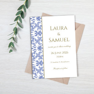 Invitación Boda azul y blanca elegante
