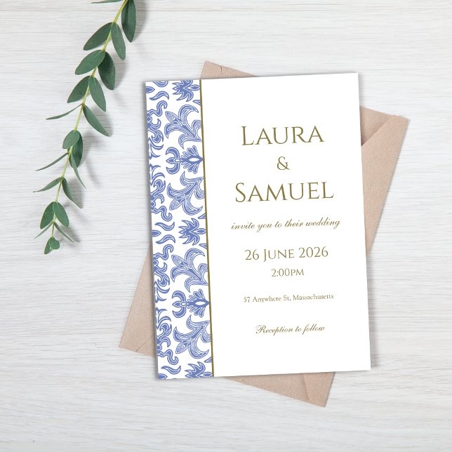 Invitación Boda azul y blanca elegante (Subido por el creador)