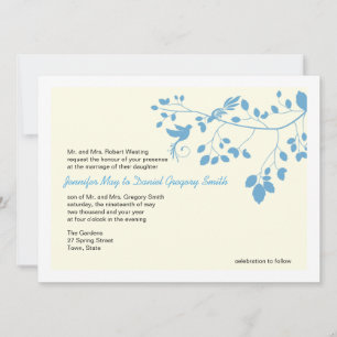 Invitación Boda Azul Y Blanca Invita A Los Aves Amores