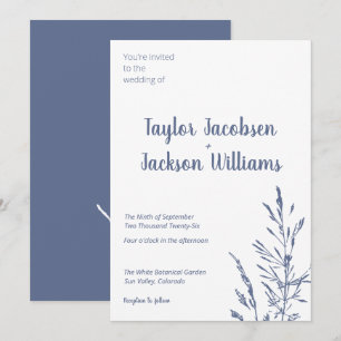 Invitación Boda azul y blanco minimalista
