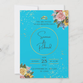 Invitación Boda azul y floral
