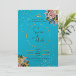 Invitación Boda azul y floral