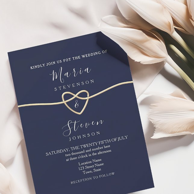 Invitación Boda azul y oro de la marina clásica (Subido por el creador)