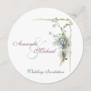 Invitación boda azul y rosa me olvido-no
