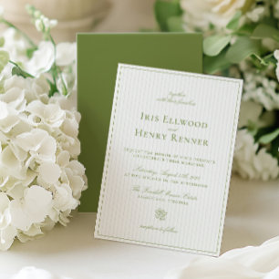 Invitación Boda azul y verde de la vintage clásica