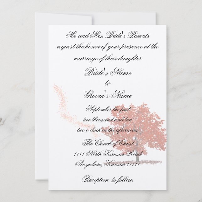 Invitación Boda bajo el árbol de otoño (Anverso)