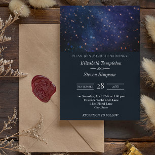 Invitación Boda bajo el cielo estrellado azul