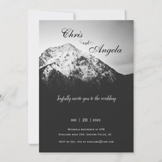 Invitación boda bajo las montañas (Anverso)