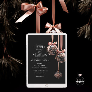 Invitación BODA   Balbuceos rosados y onyx de invierno