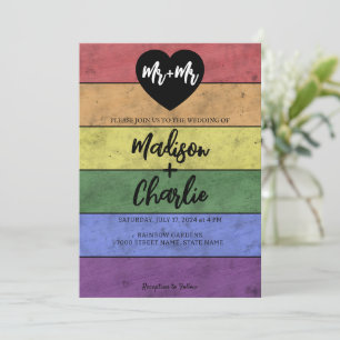 Invitación Boda Bandera LGBT orgullo Vintage corazón Sr. y Sr