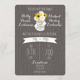 Invitación Boda Barnwood + Mason Jar Wildflower