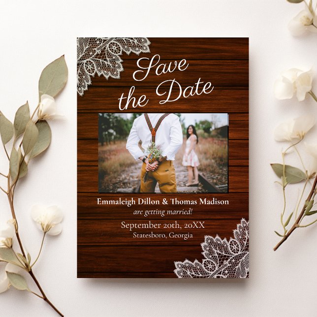 Invitación Boda Barnwood y Vintage Lace (Subido por el creador)