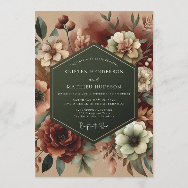 Invitación Boda Barroca Bodegón Claret (Anverso)