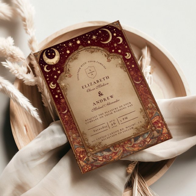 Invitación Boda Barroca Celestial Borgoña (Subido por el creador)
