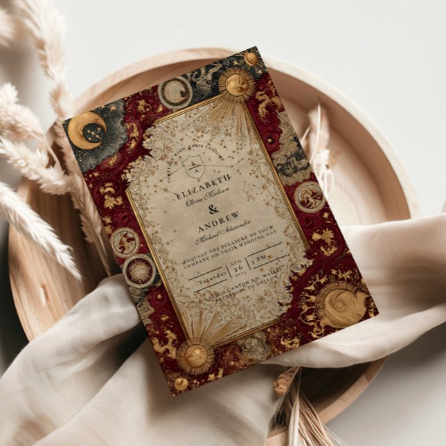Invitación Boda Barroca Celestial Carmesí (Subido por el creador)