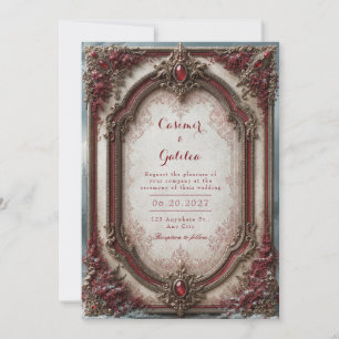 Invitación Boda Barroca con Joya Carmesí