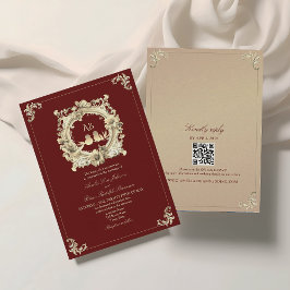Invitación Boda Barroca de Borgoña y Oro