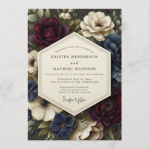 Invitación Boda barroca de burgundy pizarra