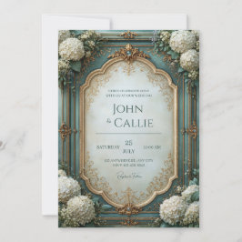 Invitación Boda Barroca de Hortensias Turquesas