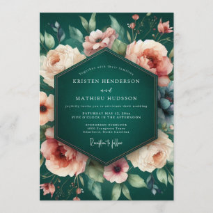 Invitación Boda Barroca de Melocotón Esmeralda