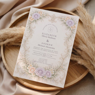 Invitación Boda Barroca en Jardín con Tono Lavanda