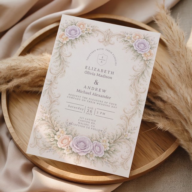 Invitación Boda Barroca en Jardín con Tono Lavanda (Subido por el creador)