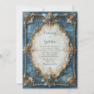 Invitación Boda Barroca Joya Azul