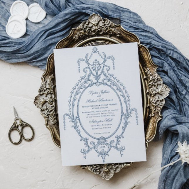 Invitación Boda Barroca Ornata Azul Francés (Subido por el creador)
