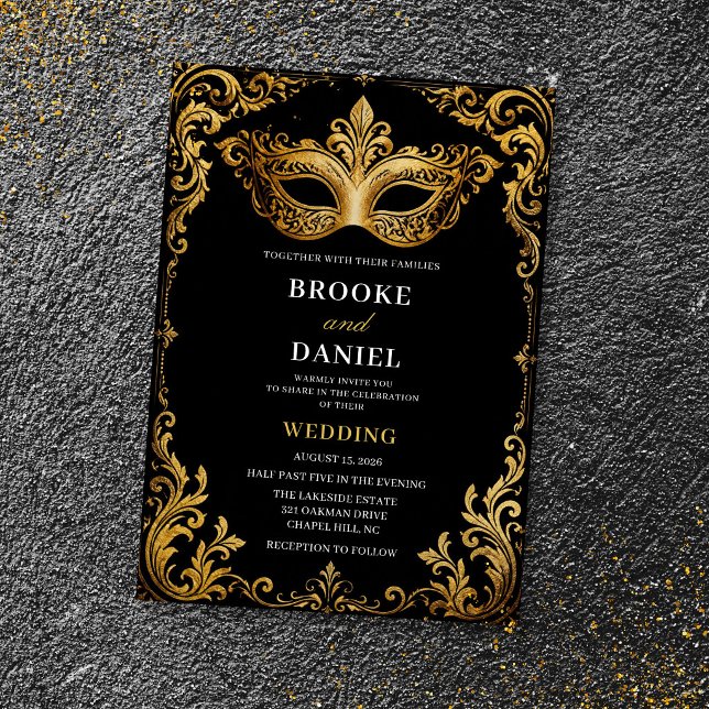 Invitación Boda Barroca Ornata Mascarada Dorada (Subido por el creador)