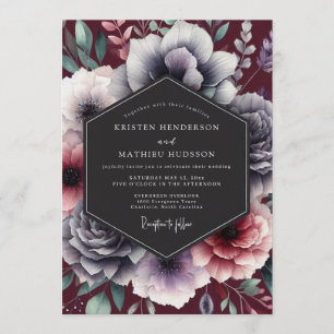 Invitación Boda Barroca Pizarra Clarete