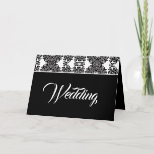Invitación Boda Barroca Victoriana en Damask Blanco y Negro