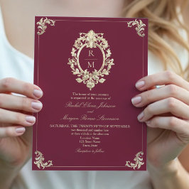 Invitación Boda barroco de oro de Borgoña