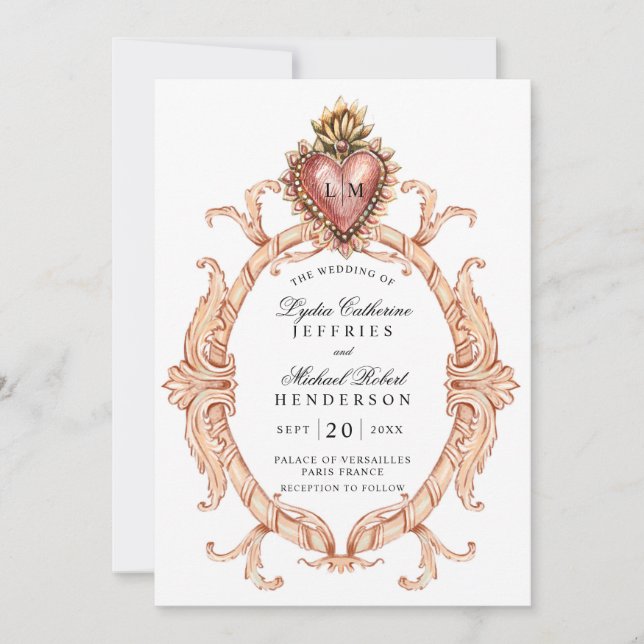 Invitación Boda Barroco del Sagrado Corazón (Anverso)